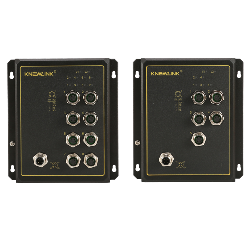 工业级5/8端口非网管型IP65航插车载交换机